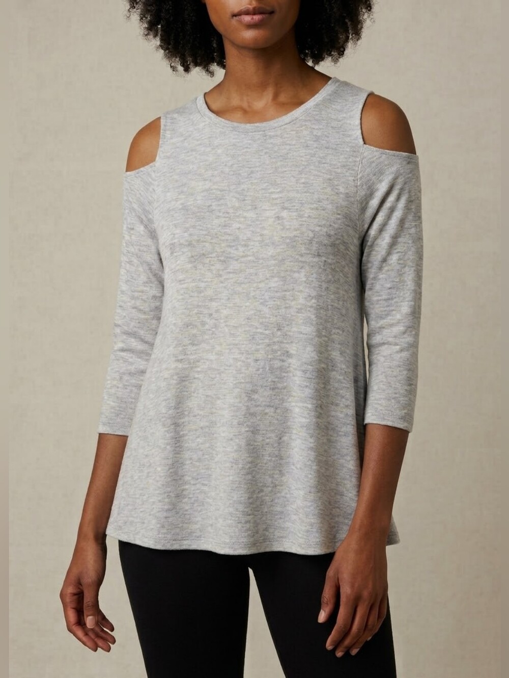 Philosophy Grey Cold Shoulder 3/4 Sleeve Rayon Tunic Top XL